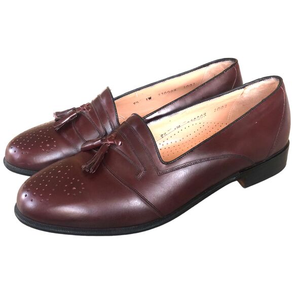 Phillip‎ Martin Burgundy Men\'s Casual Leather Loafer Slip-on Tassel  Size 9.5 main image 5
